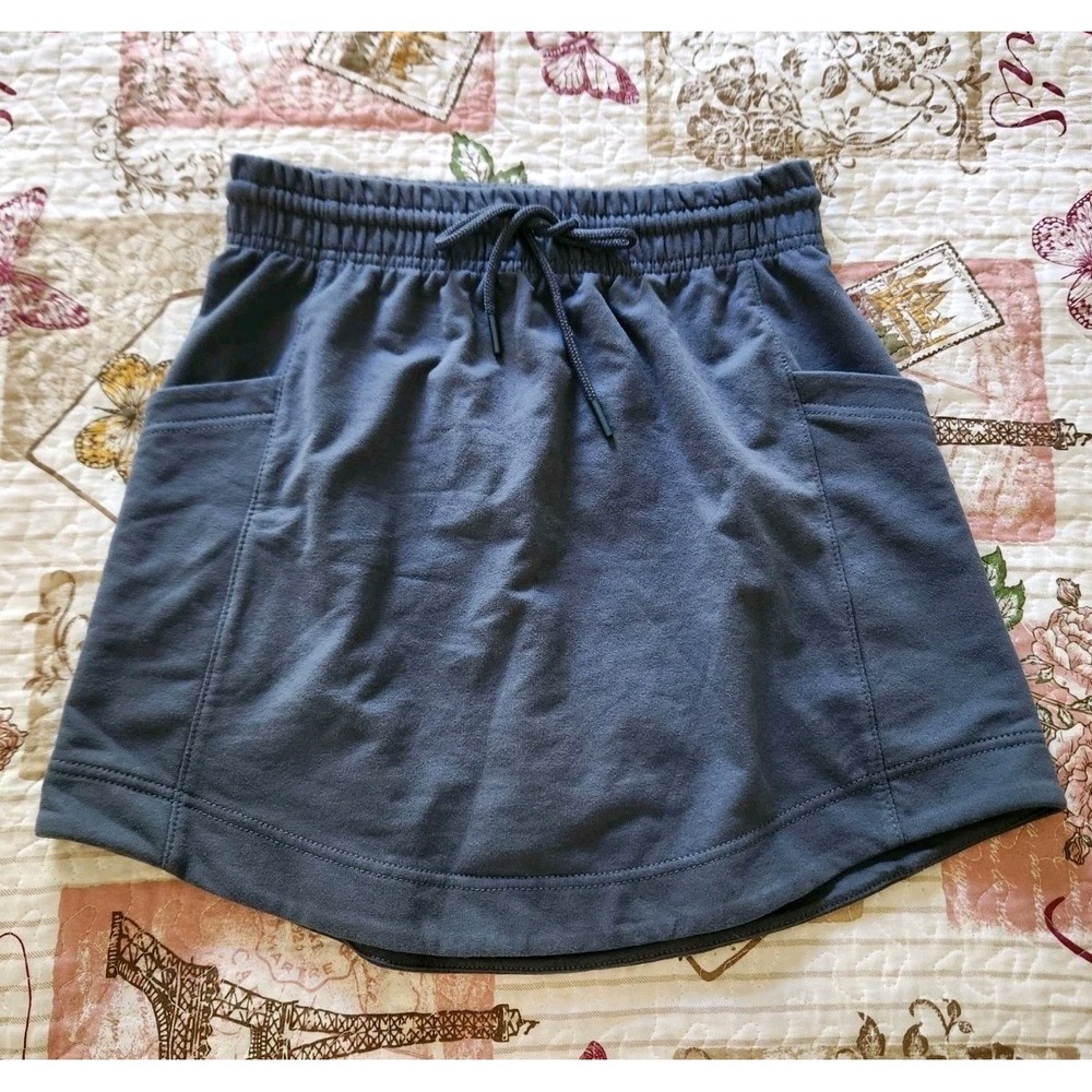 ATHLETA Women's Mini Skirt Drawstring Pockets Cotton Gray‎ Size XS